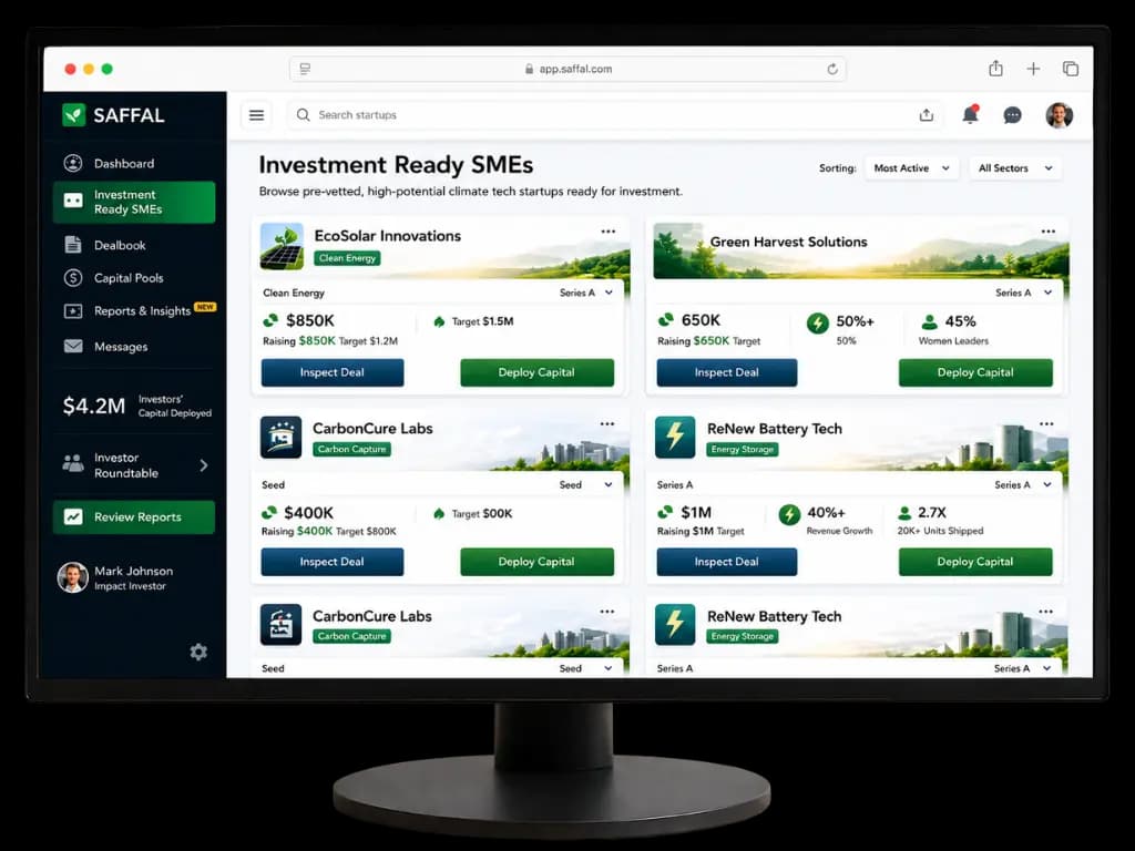 SAFFAL platform — Investment Ready SMEs dashboard